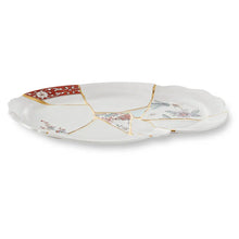 Carica l'immagine nel visualizzatore di Gallery, Kintsugi piatto ovale in porcellana ed oro