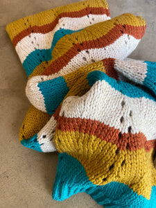 Plaid tricot rigato ocra