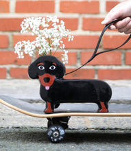 Carica l'immagine nel visualizzatore di Gallery, Vaso Bassotto Nero in ceramica smaltata
