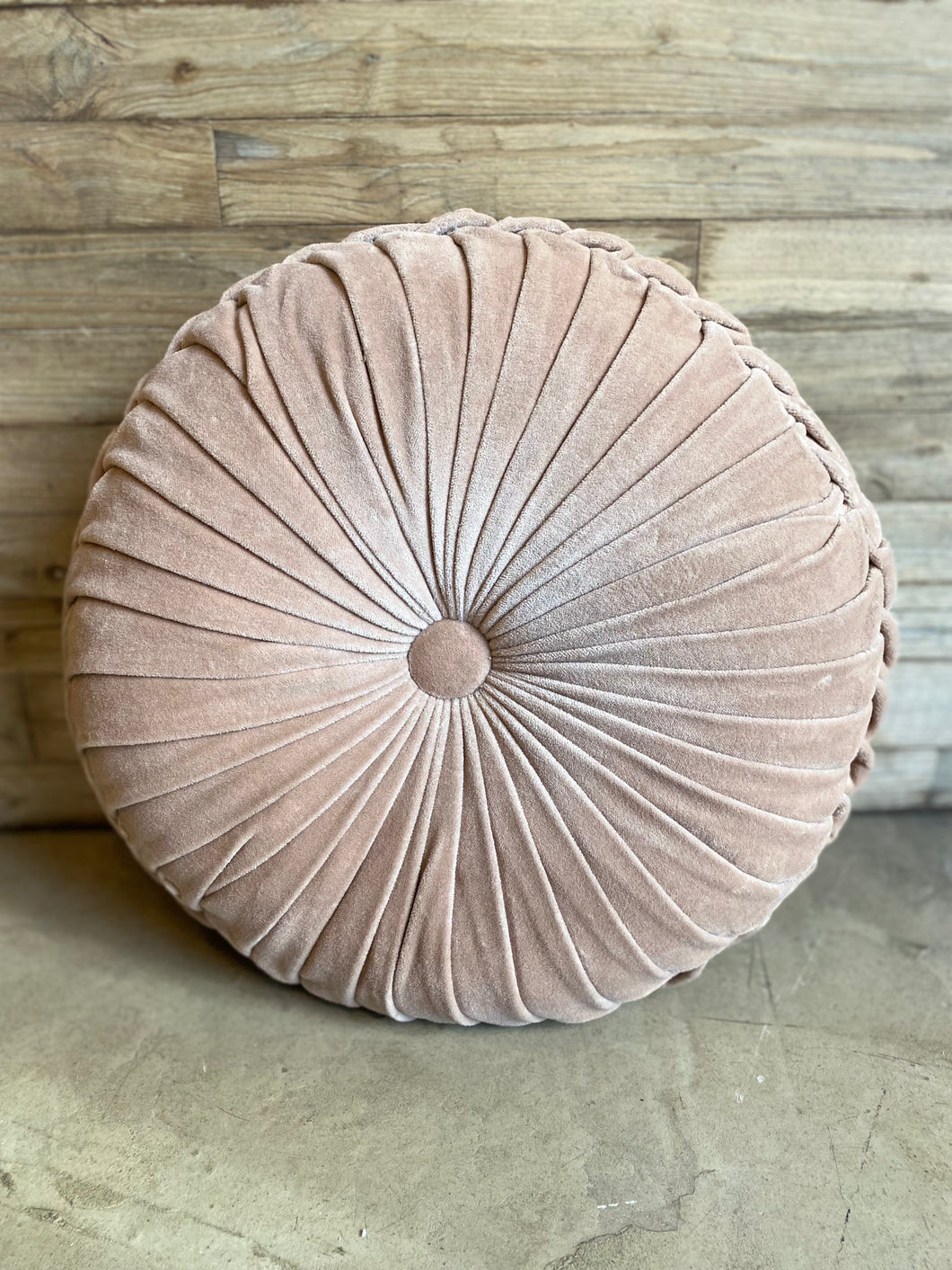 Cuscino velluto rotondo beige